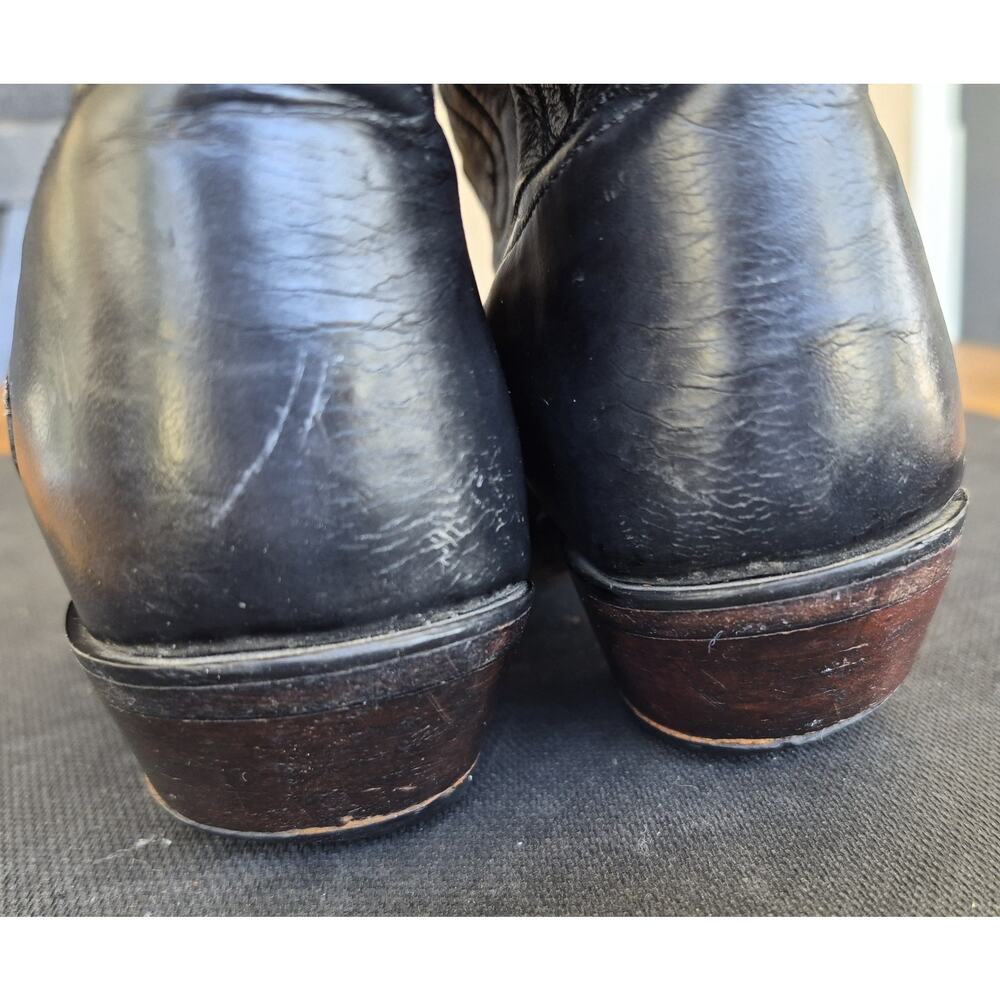 Vintage Tony Lama Black Leather Western Cowgirl Boots Size 6.5 Made in Mexico - Picture 6 of 13